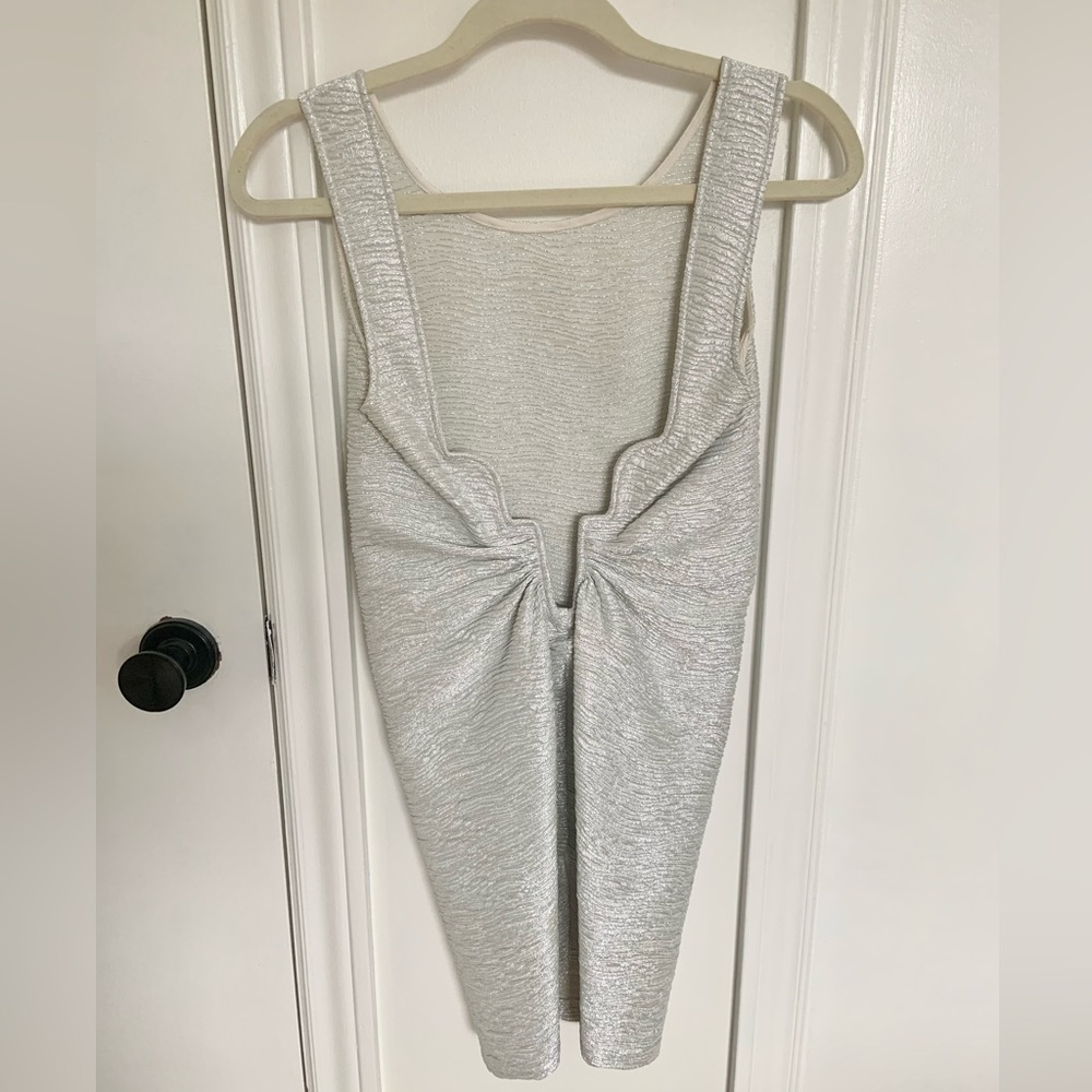 SUPER RARE 1990s vintage La Perla silver and cream metallic dress